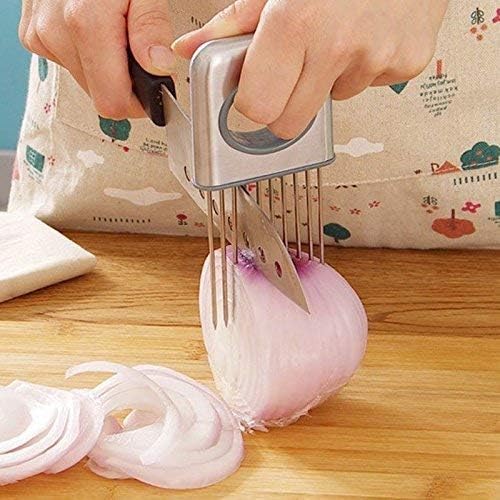 Stainless Steel Onion Cut Holder Slicer With 10 Even Prong Easy Hold Vegetable To Cut Tomato Lemon Potatoes And Loosen Meat Kitchen Tools