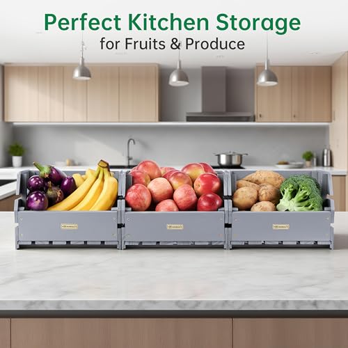 Wood Potato Onion Storage Bins (3 Count)