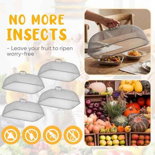 4 Pcs Metal Mesh Screen Food Cover for Outdoors Set Large 18.5 Inch Mesh Food Tents for Picnic Indoor Plate (4 Count)