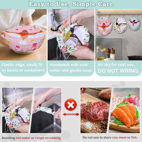 5Pcs Reusable Beeswax Elastic Bowl Covers for Bread Proofing and Food Cover (5 Count)