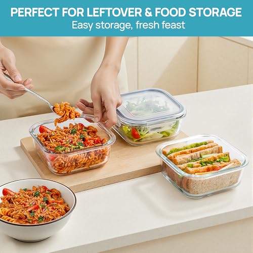 5Pack 27oz Glass Food Storage Containers with Lids (5 Count)