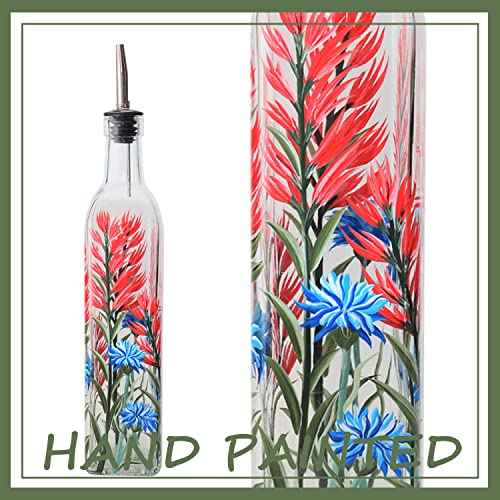 17oz Hand Painted Glass Olive Oil Bottle
