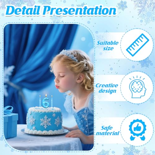 13PCS Snowflake Themed Birthday Candles Number 6 Set (13 Count)