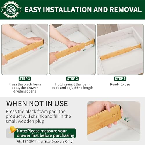 Bamboo Drawer Dividers 2.6" High (6 Count)