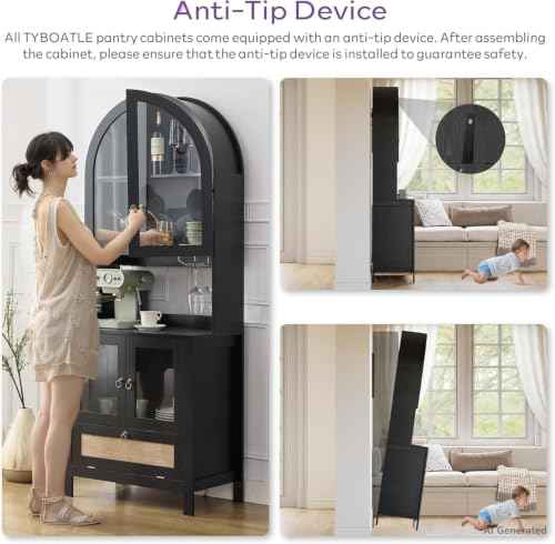 75'' Tall Arched Pantry Cabinet