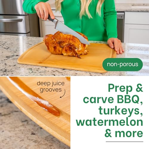 FSC Certified Extra Large Bamboo Cutting Board Featuring 18 Inch Glue
