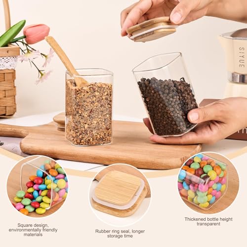 6oz Glass Spice Jars with Bamboo Lid and Label (12 Count)