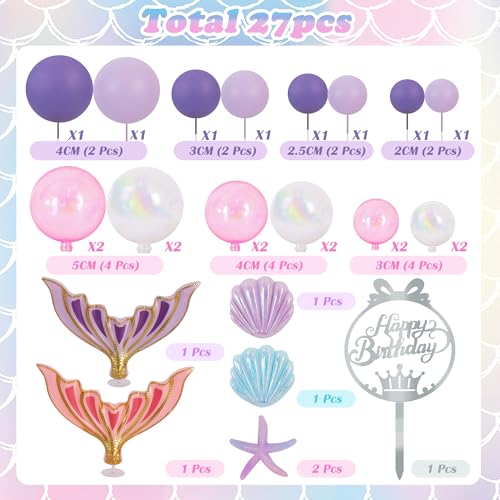 27pcs Mermaid Theme Birthday Cake Decorations 3D Tails (27 Count)