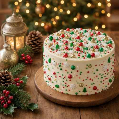 Christmas Mixed Sprinkles Edible Pearls Cake Decorations Cupcake Toppers Cookie Decorating Perfect for Wedding Party Valentine Halloween Christmas Supplies 4.58OZ (4.58 Ounce)