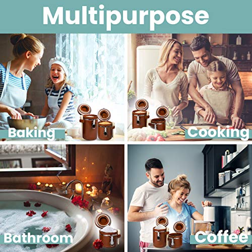 Ceramic Kitchen Canisters Set of 4 with Wooden Spoon Set (4 Count)