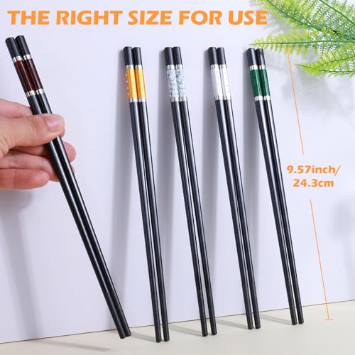 5 Pairs Premium Chopsticks Reusable Dishwasher Safe 9.5 Inch Fiberglass Chop Sticks Gift Set Non Slip Multi Color