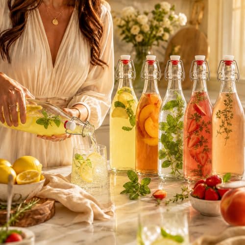 Swing Top Glass Bottles [1 Liter (6 Count)