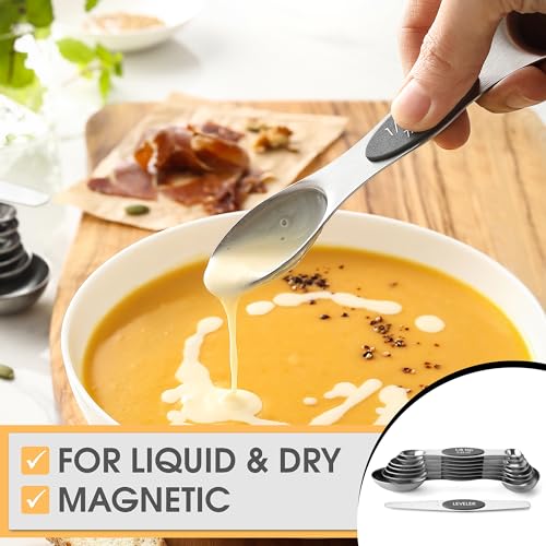 Stainless Steel Magnetic Measuring Spoons Set of 8