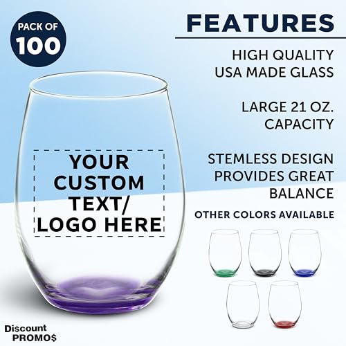 100 ARC Stemless Wine Glasses Set (100 Count)