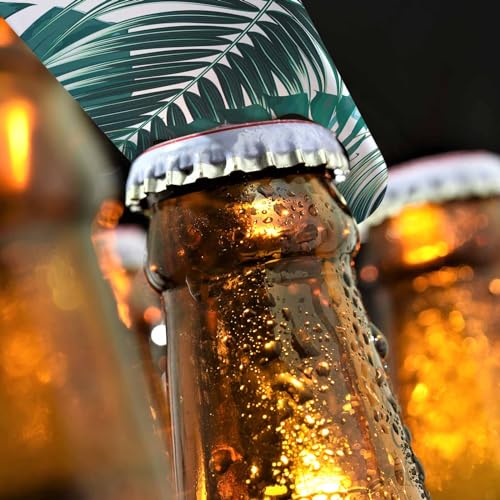 Tropical Palm Leaves Stainless Steel Bottle Opener Jungle Leaf Green Nature Plant Exotic Flat Beer Bottle Opener Keychain for Home Kitchen Bar Restaurant Party Birthday Gift