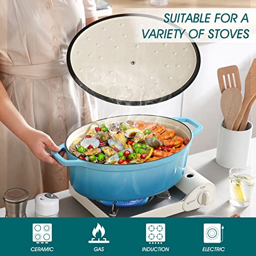 9.3 Qt Oval Enameled Cast Iron Dutch Oven with Lid