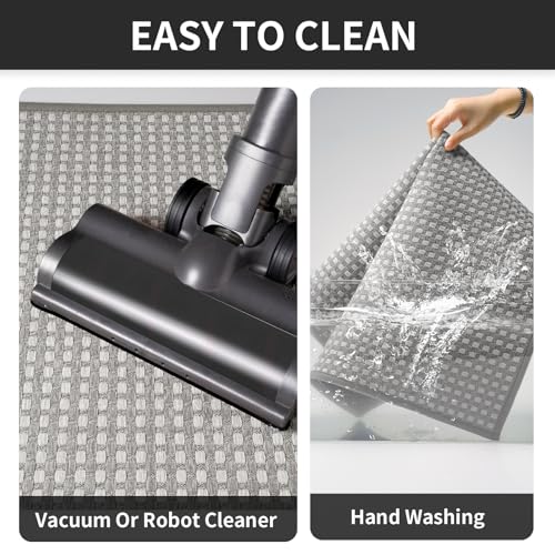 Kitchen Mat Kitchen Rugs Sets of 2 PCS Non Slip Gray 17"x30"+17"x47" (10.98 Sq Ft)