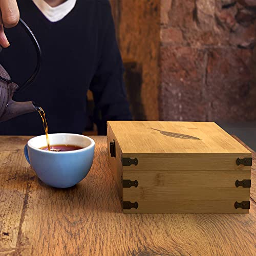 Bamboo Tea Organizer Box Chemical Free Eco