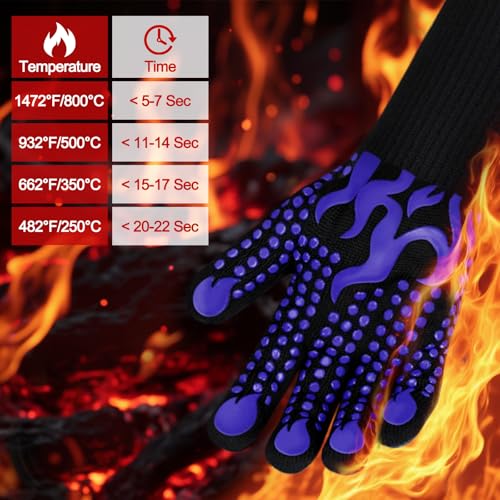 BBQ Gloves 1472F Heat Resistant Silicone Non (2 Count)