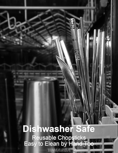 Metal Chopsticks Reusable Stainless Steel Chopsticks Dishwasher Safe Square Lightweight Non (5 Count)