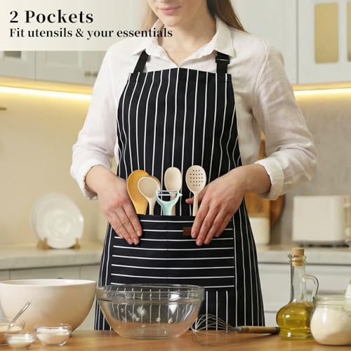 2 Pack Cooking Aprons Adjustable Bib Apron for Women with 2 Pockets (2 Count)
