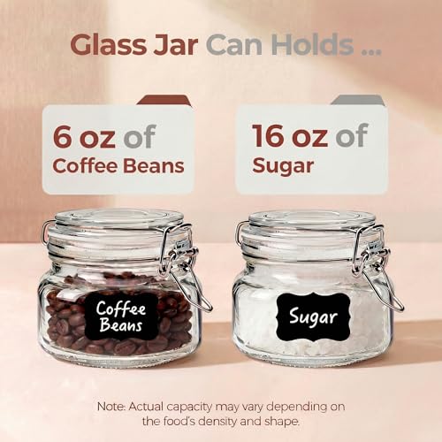 17 oz Square Glass Jars with Airtight Lids (6 Count)