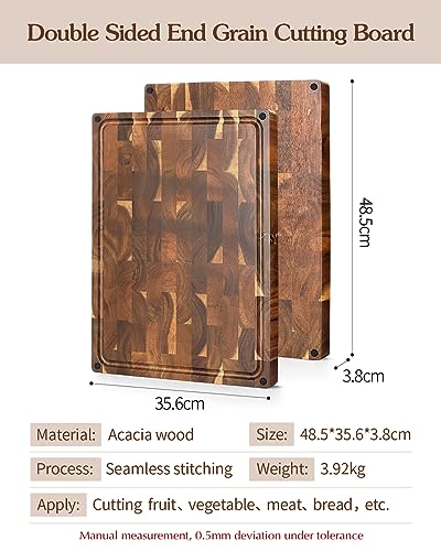 Large Thick End Grain Acacia Wood Cutting Board