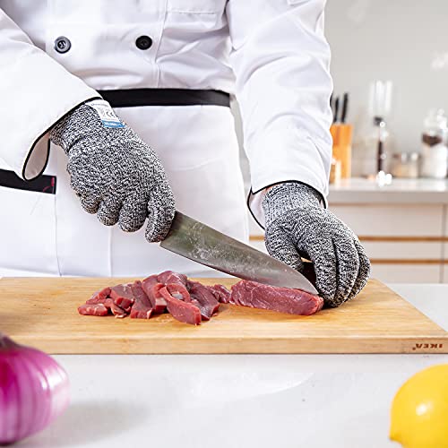 3 Pairs Cut Resistant Gloves Food Grade Level 5 Protection (3 Count)