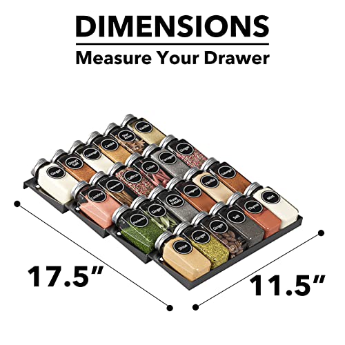 Spice Drawer Organizer with 24 Spice Jars