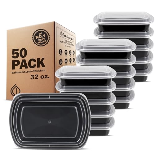 Meal Prep Containers [50 Pack] 1 Compartment with Lids (50 Count)