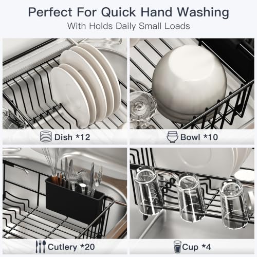 Expandable Dish Drying Rack Over Sink with Extra Drying Mat