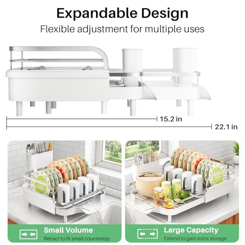 Expandable Dish Drying Rack for Small Kitchen Counter