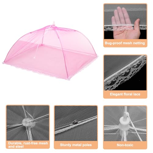 3 Pcs Large and Tall Food Covers 17" Mesh Food Covers for Outdoors Collapsible Food Protector Covers Tent for Parties Outdoor Picnics BBQs (3 Count)