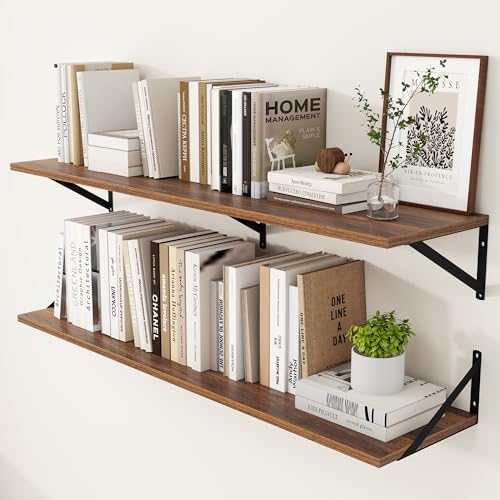 48W x 12D Deep Floating Shelves Set of 2 Walnut