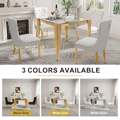 35'' Modern Square Glass Dining Table for 4 People