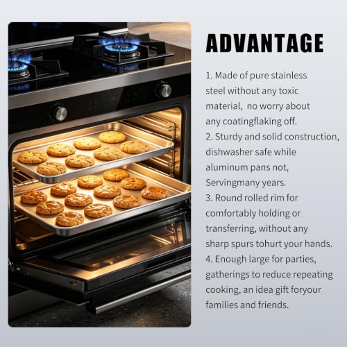 Commercial Grade Heavy Duty Baking Sheets Set of 2