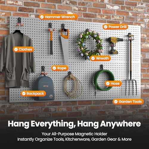 4 Pack Large Heavy Duty Magnetic Hook Extra Strong Magnetic Garage Hooks Big NdFeB Industrial Magnet Hooks Magnetic Utility Storage Holder Organization with Anti (4 Count)