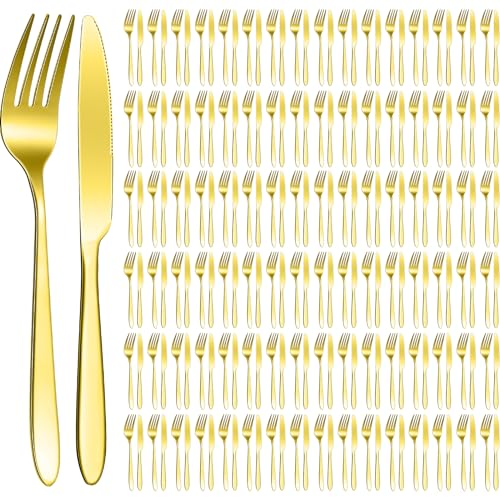 100 Pieces Stainless Steel forks and knives Dinner Flatware Set Tableware Cutlery for Butter Kitchen Restaurant