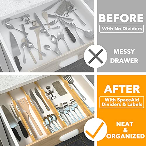Bamboo Drawer Dividers with Labels