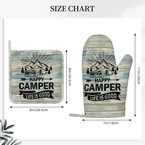 Happy Camper Oven Mitts and Pot Holders Sets of 4 (4 Count)