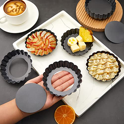 24 Pcs Mini Tart Pans 4 Inch with Removable Bottom Round Nonstick