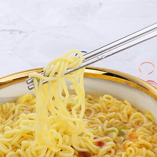 5 Pair Silver Stainless Steel Chopsticks