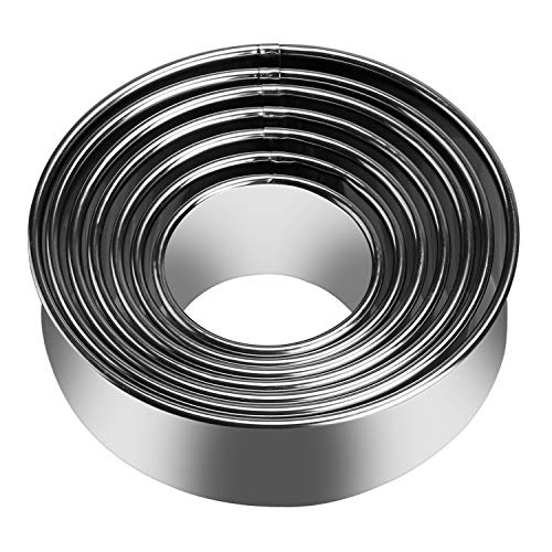 7 Pieces Stainless Steel Cookie Cutter Set Biscuit Plain Edge Round Cutters Sizes Shape Molds Ranging from 2