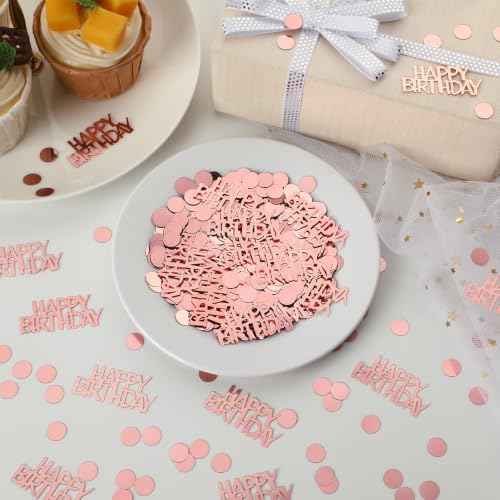 Rose Gold Happy Birthday Confetti for Table Decorations