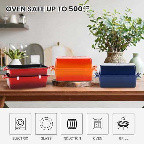 2 in 1 Enameled Cast Iron Bread Pan with Lid