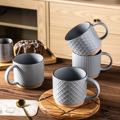 12 OZ Stackable Coffee Mugs Set of 4 (4 Count)