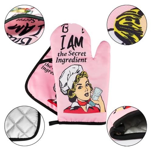 Funny Oven Mitts and Pot Holders Sets Cooking BBQ Non