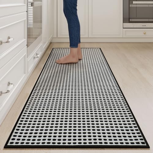Long Kitchen Runner Rugs Kitchen Mat Non Slip Washable Black 24"x71" (11 Sq Ft)