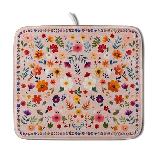 Boho Floral Dish Drying Mat