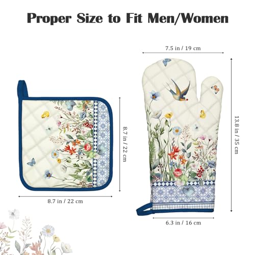 Country Wildflower Oven Mitts and Pot Holders Set (2 Count)